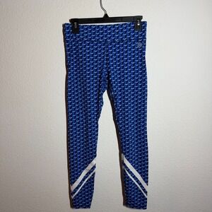 Tory Sport Ankle Leggings Womens Royal Blue Chevron Logo Yoga Workout Athleisure